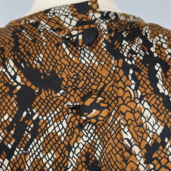 Etcetera Womens Python Print Dress Brown Black Silk Wool Bow Detail Size 2 - Picture 9 of 15